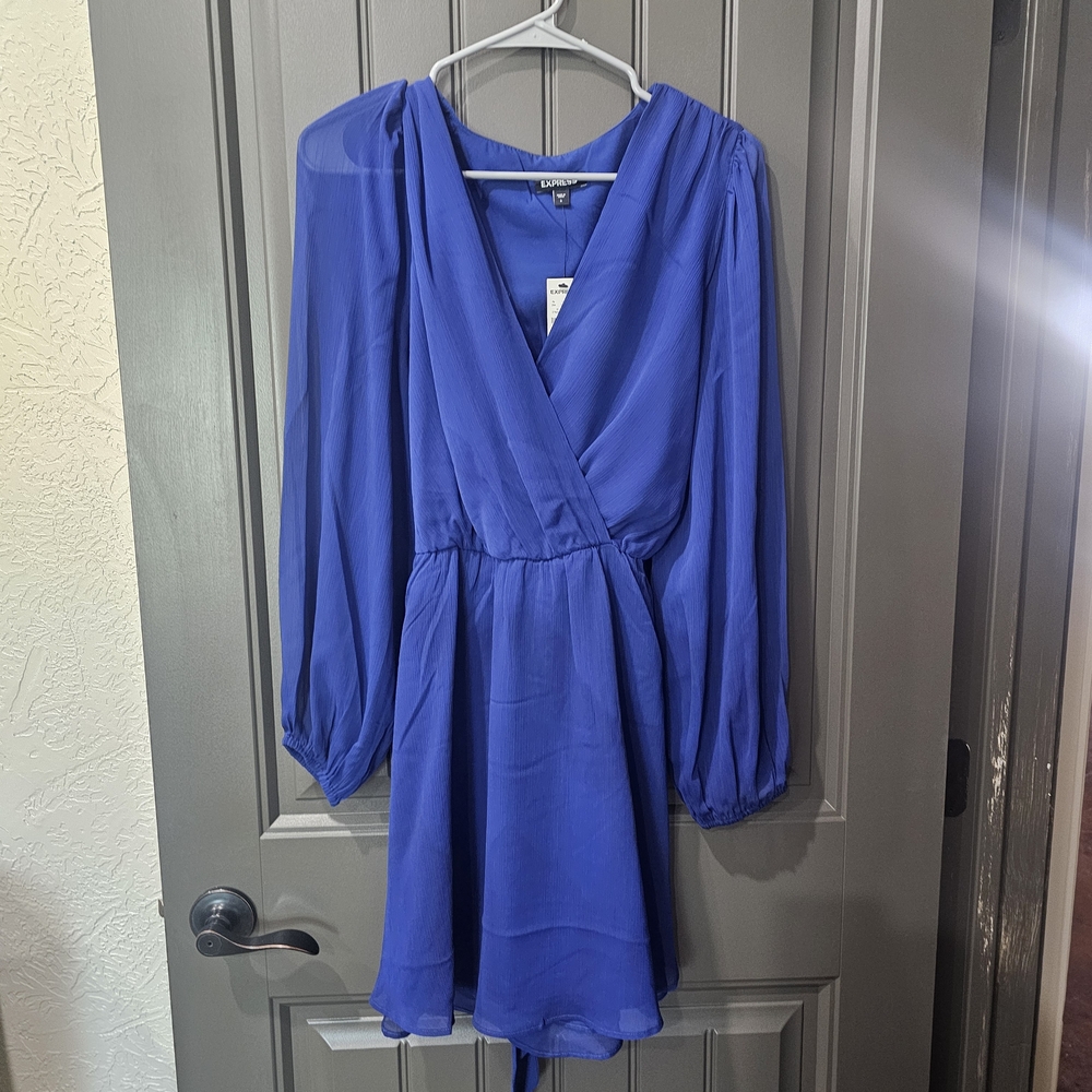 Elegant Blue Wrap Dress